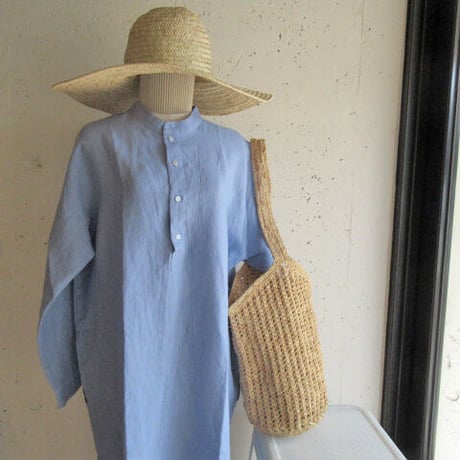 RAFFIA BAG ラフィアかぎ編みバッグ 透かし縦 肩下げ NAT