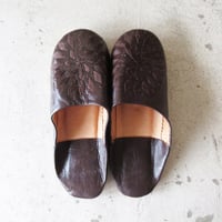 バブーシュ刺繍　３９　焦げ茶×焦げ茶　  BABOUCHE made in morocco