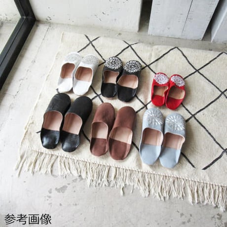 バブーシュ　無地 　黄粉　BABOUCHE made in morocco