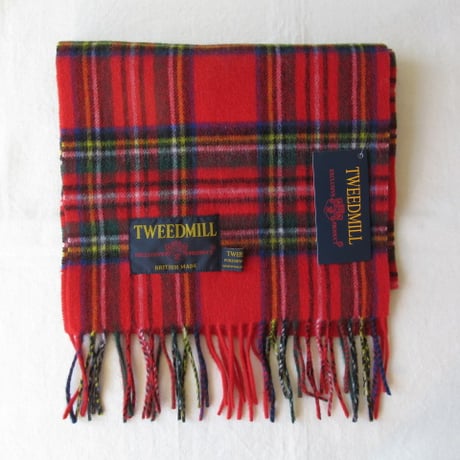 TWEED MILL　ラムウールマフラー　Royal Stewart 　 Lamswool Scarf With Rolled Fringe