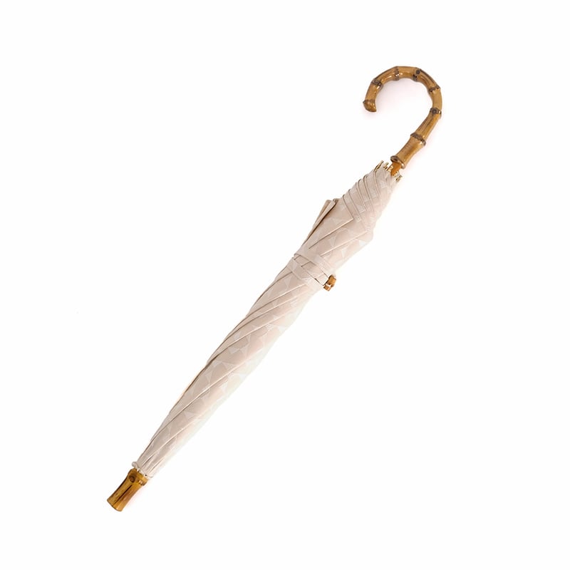 幾何学模様の刺繍生地で作った 晴雨兼用日傘 色：ベージュ（日傘