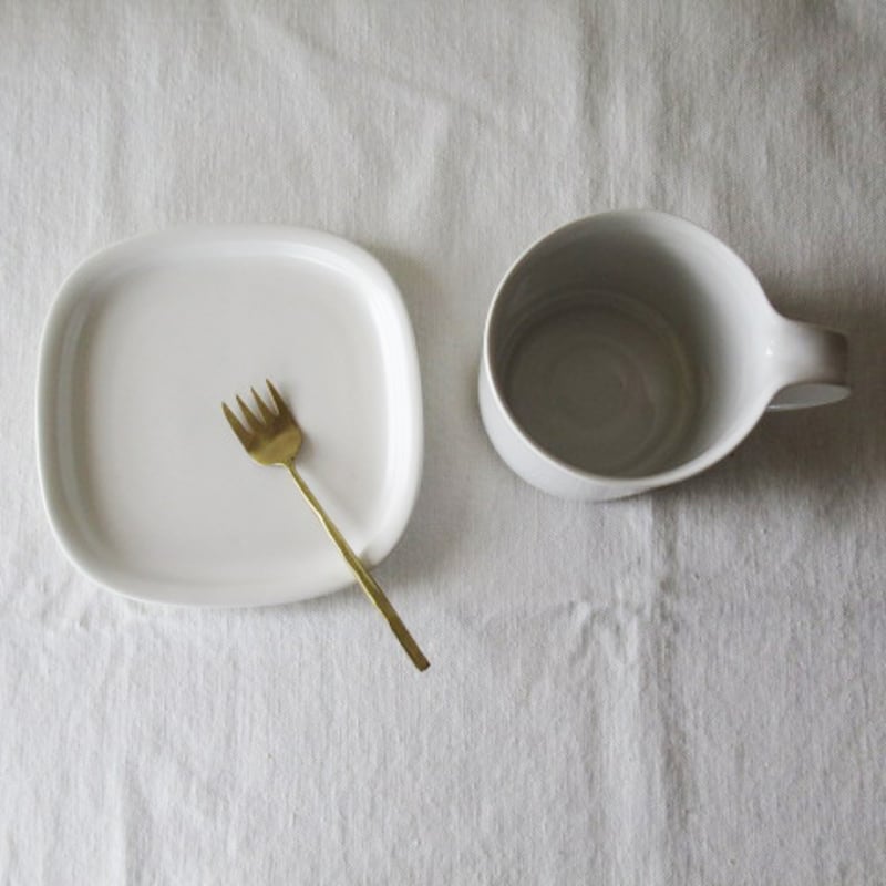 柳デザイン プレートS 白黒角型ディナーセット（柳 宗理 白黒食器