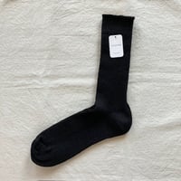fog linen work フォグリネンワーク　リネンミドルゲージリブソックス（靴下）　ブラック
