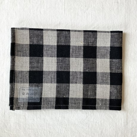 fog linen work リネンキッチンクロス 厚地 ブラック ナチュラルチェック