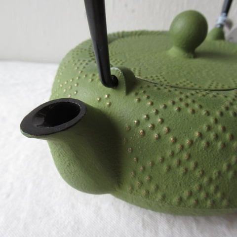 岩鋳/ 鉄急須 5型格子アラレ 色：若草 | AKI interior space