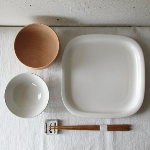 柳デザイン プレートL 白黒角型ディナーセット（柳 宗理 白黒食器