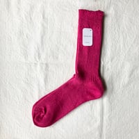 fog linen work フォグリネンワーク　リネンミドルゲージリブソックス（靴下）　ローズペーシュ