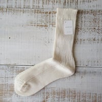 fog linen work フォグリネンワーク　リネンミドルゲージリブソックス（靴下）　エクリュ