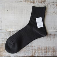 fog linen work フォグリネンワーク　リネンリブソックス（靴下）　チャコール
