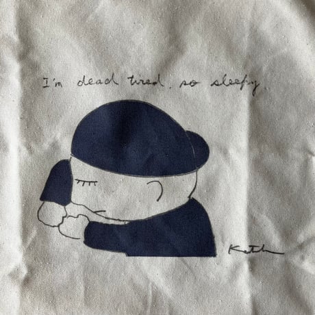 undyed+/アンダイドプラス　脇阪克二さん　チョビット君トートバッグ　「so sleepy」