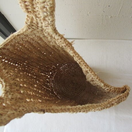 RAFFIA BAG ラフィアかぎ編みバッグ 透かし縦 肩下げ NAT