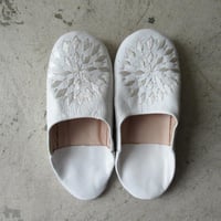 バブーシュ刺繍　３９　白×白   BABOUCHE made in morocco