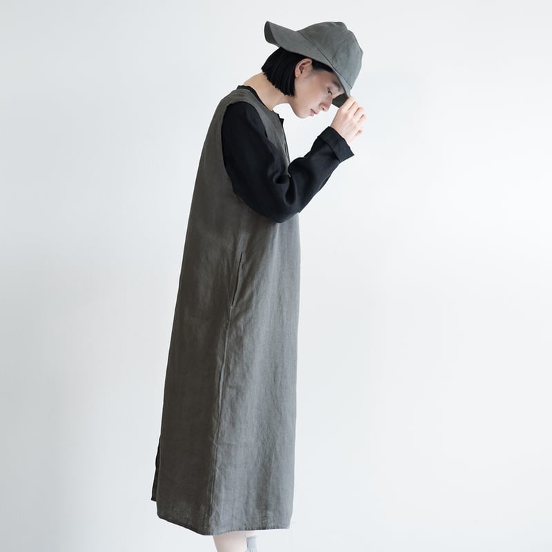新品】fog linen workフォグリネンワークピフラオーバードレス
