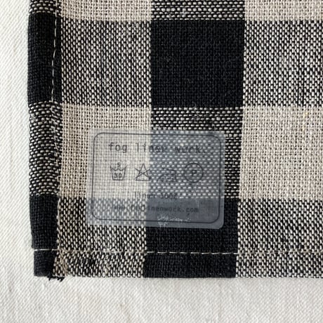 fog linen work リネンキッチンクロス 厚地 ブラック ナチュラルチェック
