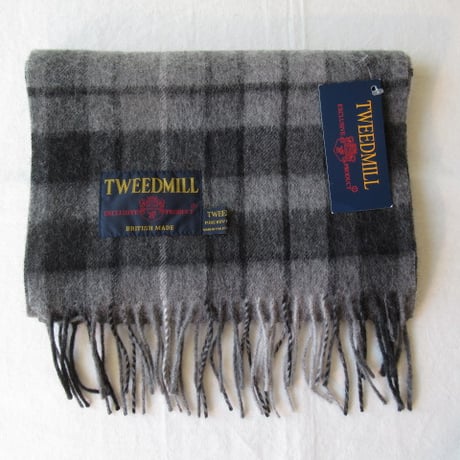 TWEED MILL　ラムウールマフラー　Grey Buchanan 　 Lamswool Scarf With Rolled Fringe