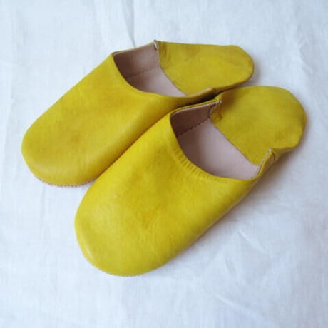 バブーシュ　無地 　黄粉　BABOUCHE made in morocco