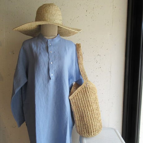 RAFFIA BAG ラフィアかぎ編みバッグ 透かし縦 肩下げ NAT