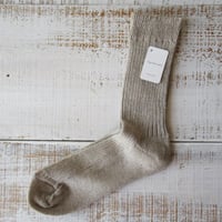 fog linen work フォグリネンワーク　リネンミドルゲージリブソックス（靴下）　ナチュラル