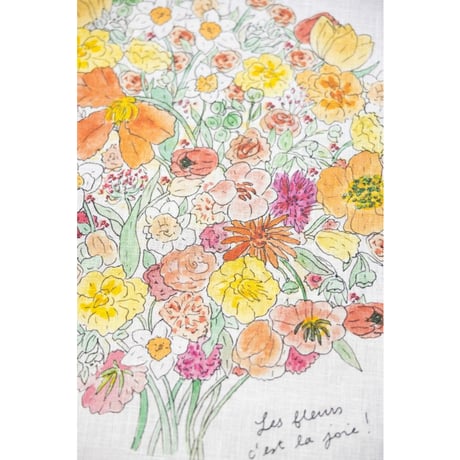 fog linen work/　ISABELLE BOINOT　イザベルボワノ/ 2026リネンカレンダークロス　柄：うれしい花束