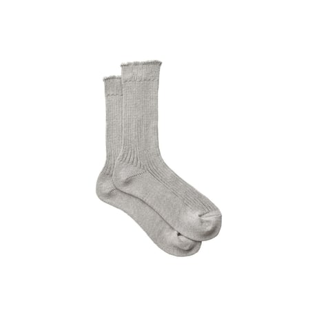 fog linen work フォグリネンワーク　リネンミドルゲージリブソックス（靴下）　グレー