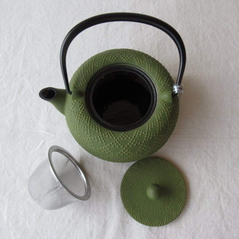 岩鋳/ 鉄急須 5型格子アラレ 色：若草 | AKI interior space