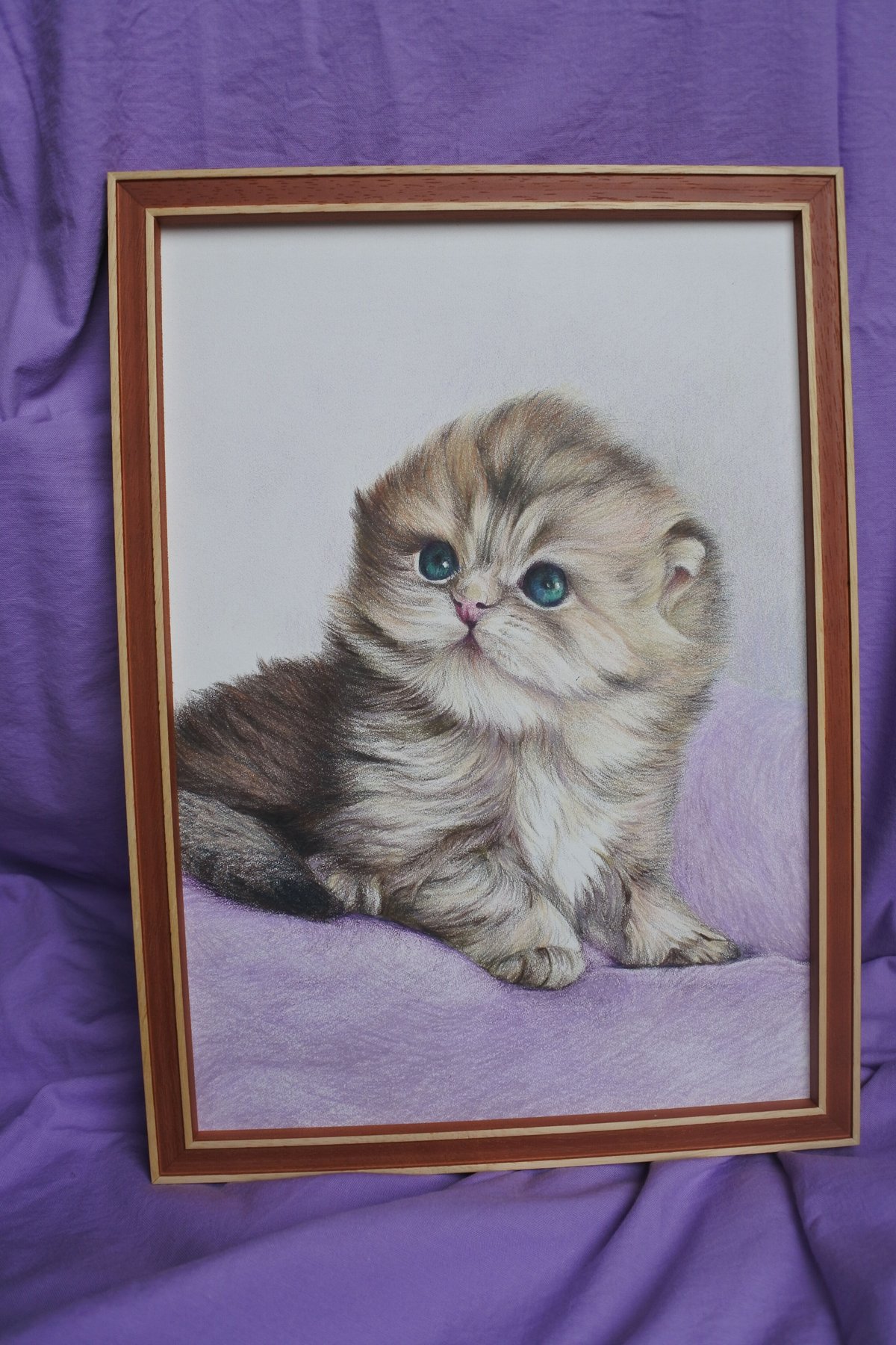 猫（緑の瞳）の色鉛筆画 | 写真を越える？色鉛筆画