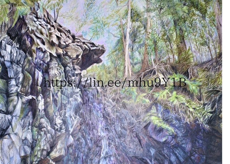 油彩画 森林と滝の風景 肉筆画 作者不明 大型サイズ約80cm 油彩画 森林と滝の風景 肉筆画 作者不明 大型サイズ約80cm
