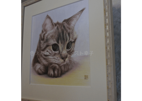 猫の色鉛筆画