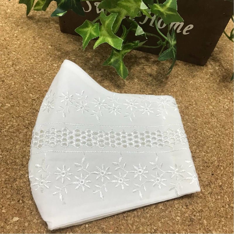 インナーマスク 小池都知事 チュール刺繍レース 豪華 バラ 清楚 
