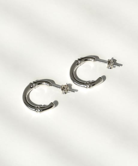 pierce-a02044　SV925 Bamboo Design Hoop Pierce