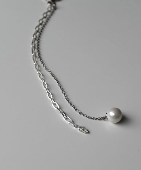 earcuff-a02019　SV925Double Chain Pearl Earcuff