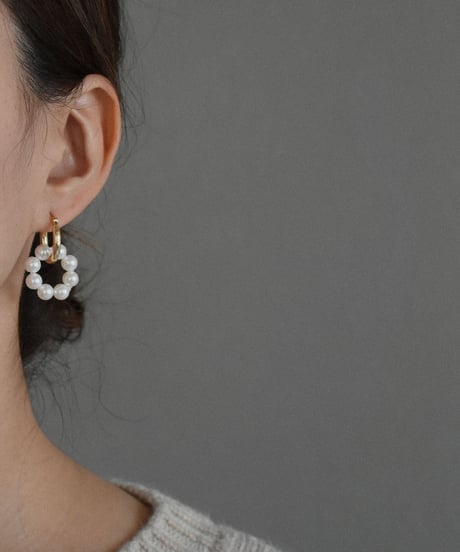 pierce-a02065　SV925 Round Pearl Hoop Pierce