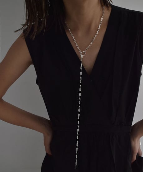 necklace-a02096　SV925 Square Chain Mantel Long Necklace 80cm