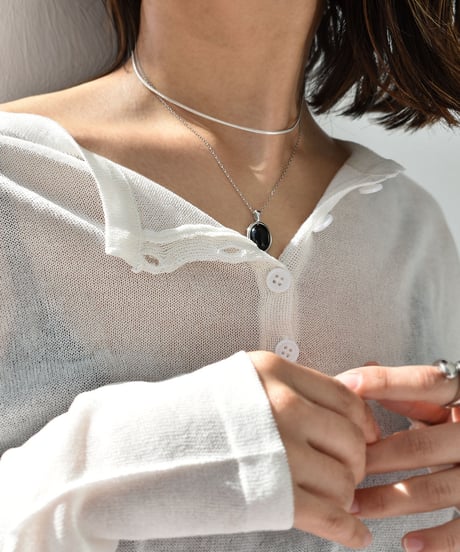 necklace-a02112　SV925 Oval Natural Stone Necklace
