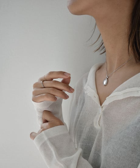 necklace-a02112　SV925 Oval Natural Stone Necklace