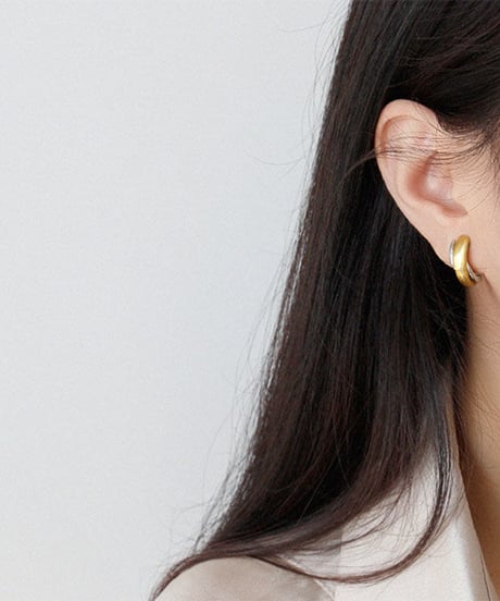 pierce-a02018　SV925 Matte Gold Bicolor Pierce