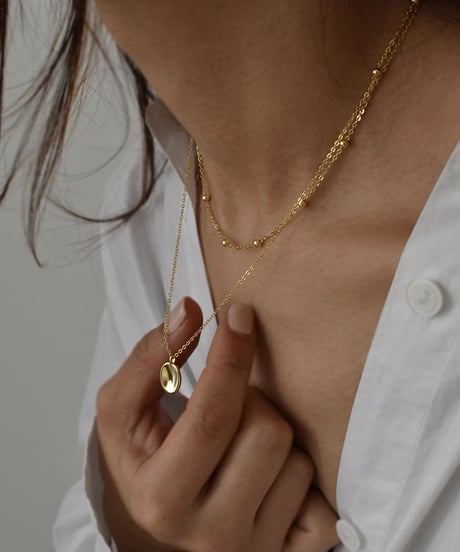 necklace-a02088　SV925 Double Line Plate Necklace