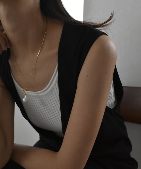 necklace-a02073　SV925 Drop Pearl Mantel Necklace