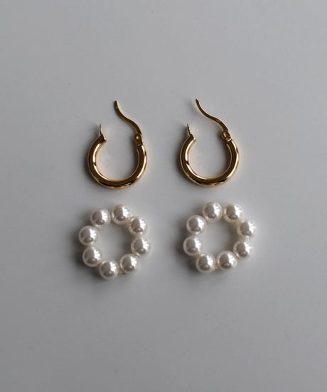 pierce-a02065　SV925 Round Pearl Hoop Pierce