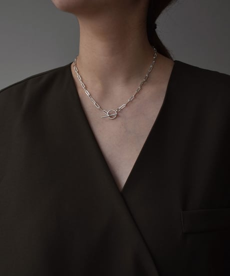 necklace-a02076　SV925 Square Chain Mantel Short Necklace 42cm