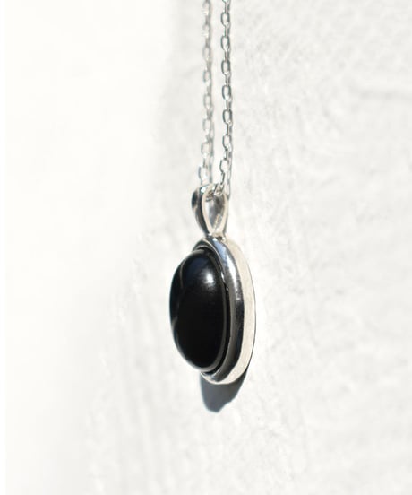 necklace-a02112　SV925 Oval Natural Stone Necklace