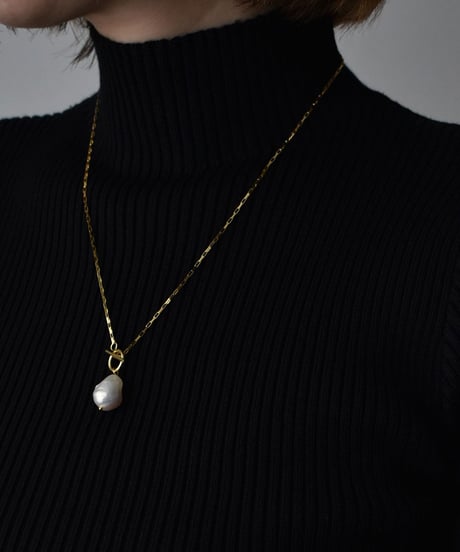 necklace-a02073　SV925 Drop Pearl Mantel Necklace
