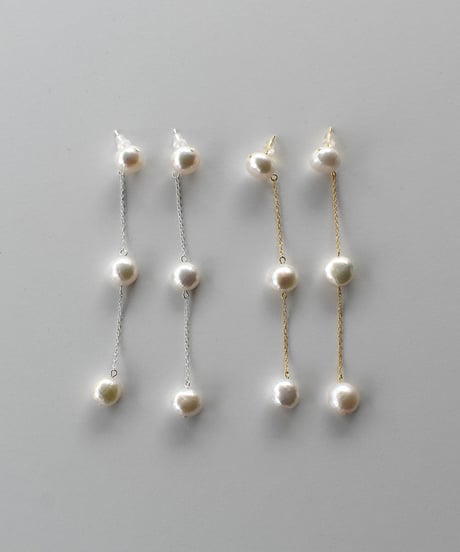 pierce-a02073　SV925 Triple Baroque Pearl Pierce