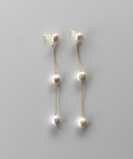 pierce-a02073　SV925 Triple Baroque Pearl Pierce