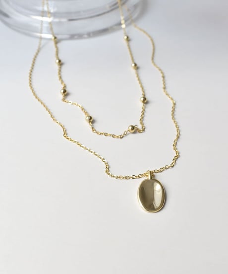 necklace-a02088　SV925 Double Line Plate Necklace
