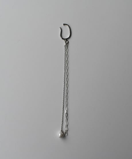 earcuff-a02019　SV925Double Chain Pearl Earcuff