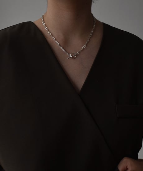 necklace-a02076　SV925 Square Chain Mantel Short Necklace 42cm