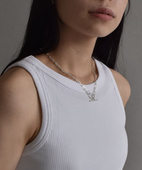 necklace-a02076　SV925 Square Chain Mantel Short Necklace 42cm