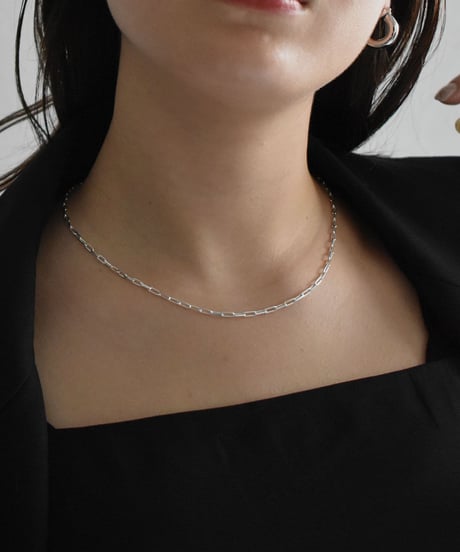 necklace-a02061　SV925 Square Chain Silver Necklace 45cm
