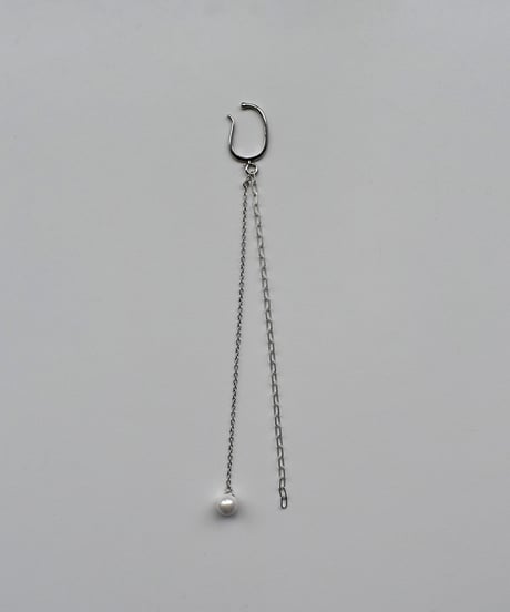 earcuff-a02019　SV925Double Chain Pearl Earcuff